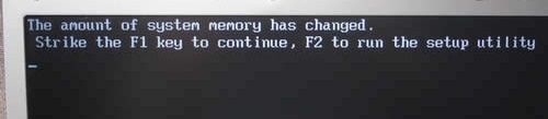 System information memory upgrade screen