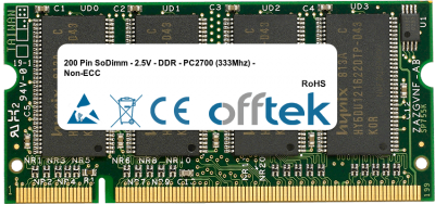  200 Pin SoDimm - 2.5V - DDR - PC2700 (333Mhz) - Non-ECC 128MB Module